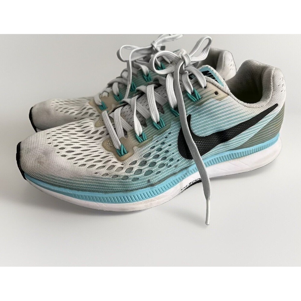 Nike Running Shoes Womens 7 White Zoom Pegasus 34 Blue 880560-101 Sneaker